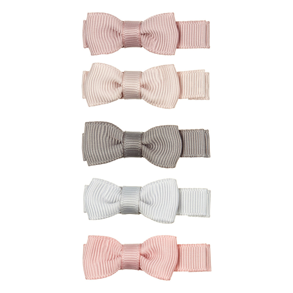 Mimi & Lula set of 5 mini alligator bow hair clips - Martha pink