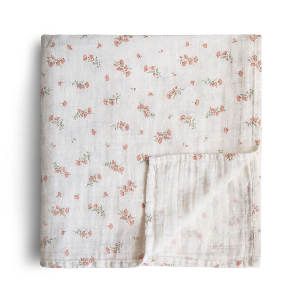 Mushie Muslin Cloth 120x120cm | Pink Flowers