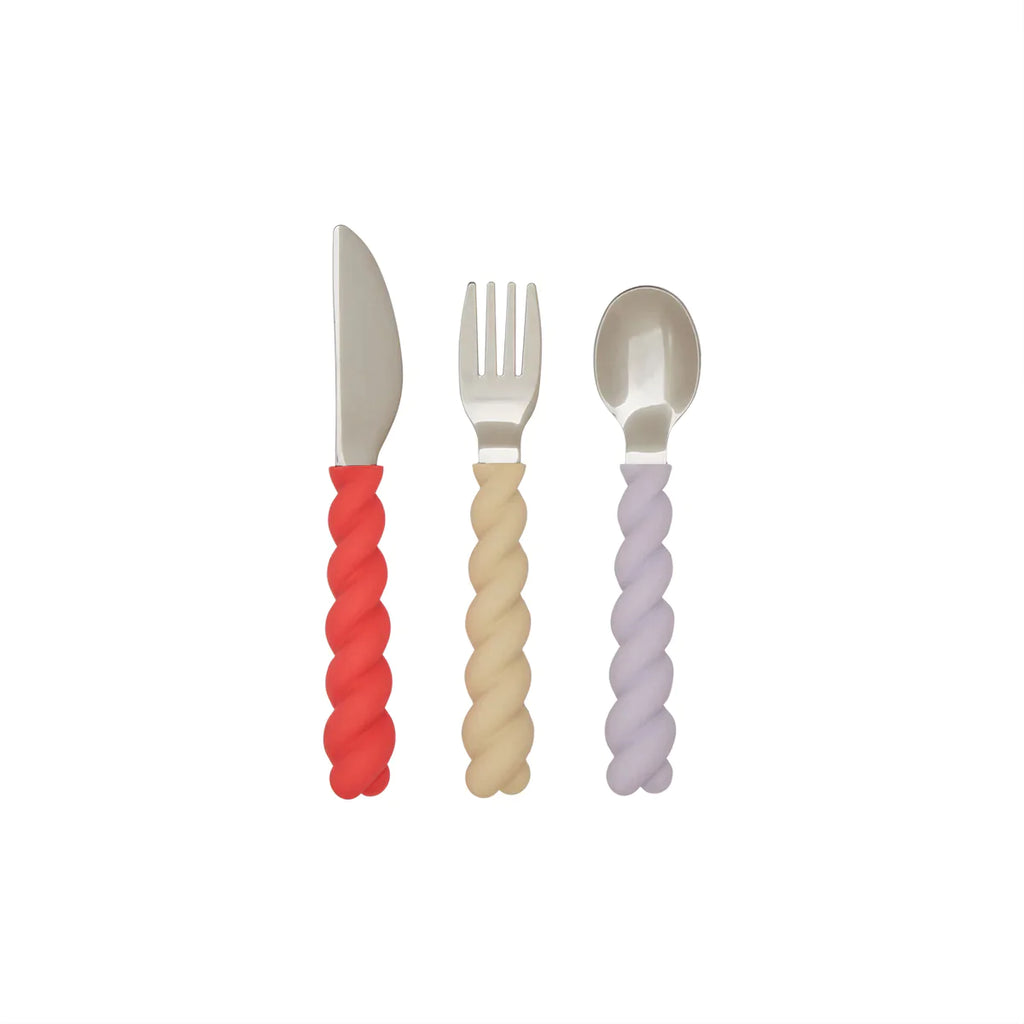 OYOY Silicone Cutlery set 3 | Lavender /Vanilla /Cherry Red