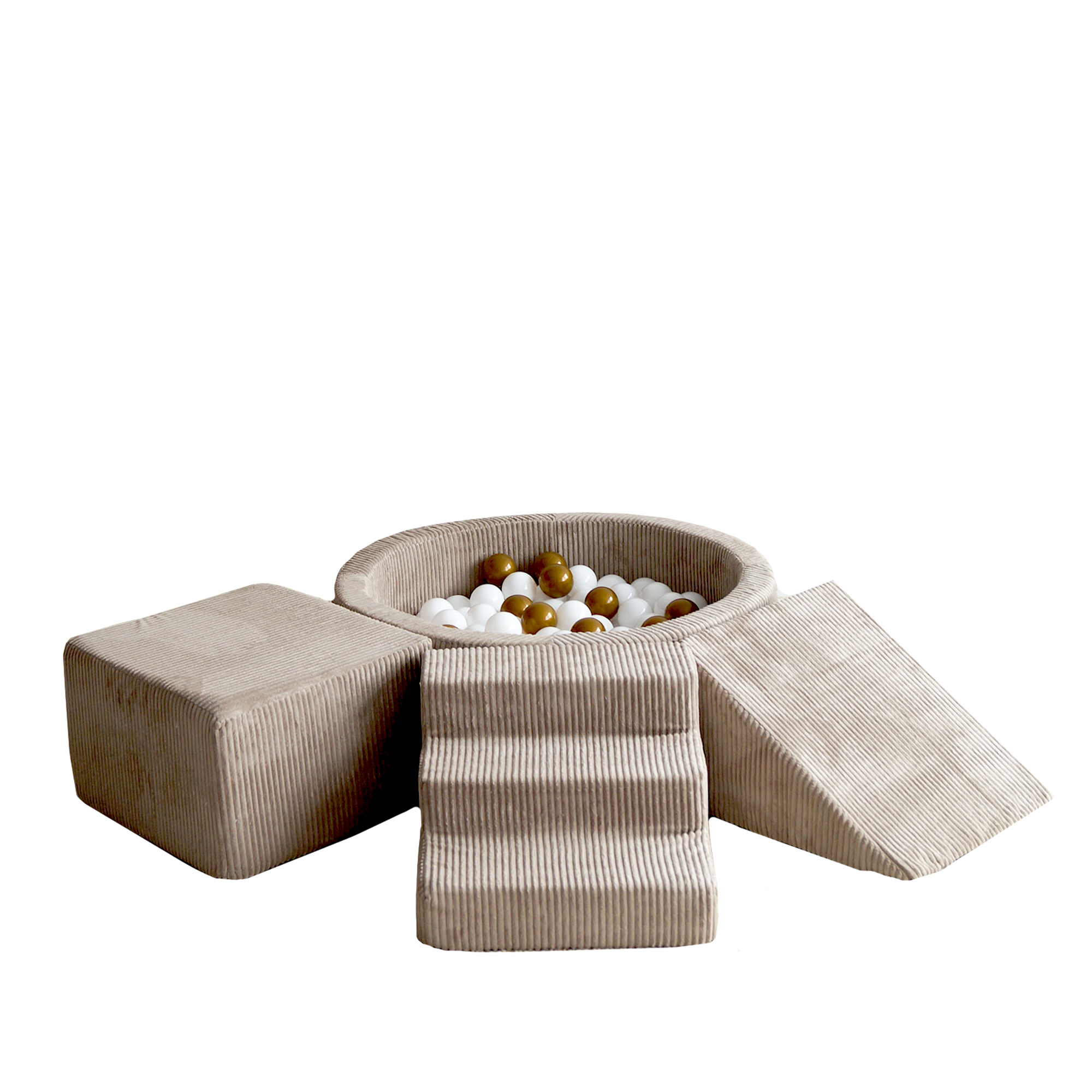 Moje Ball Pool Round & Playset Elements 3pcs Velvet Rib | Beige