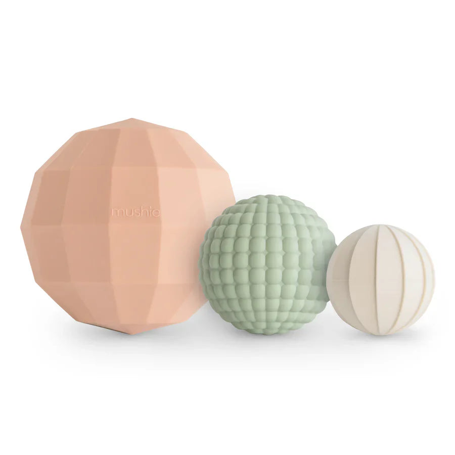 Mushie Sensory Toys Nesting Spheres | Blush