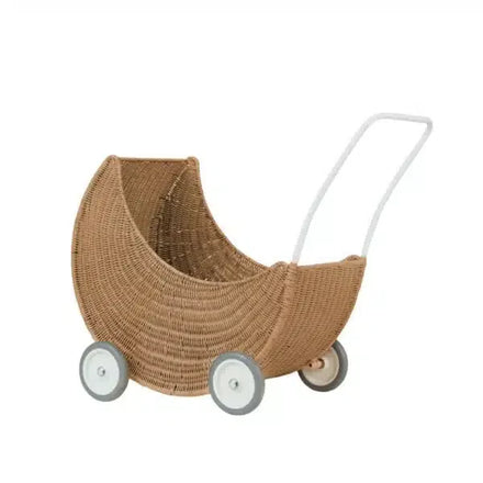 Olli Ella Rattan Doll Pram Natural | Moon