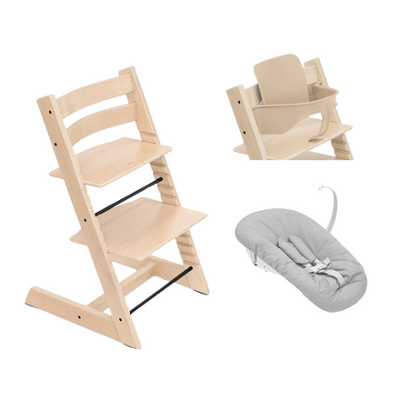 Stokke® Tripp Trapp® Bundle Chair + Baby Set + Newborn Set | Natural/Grey