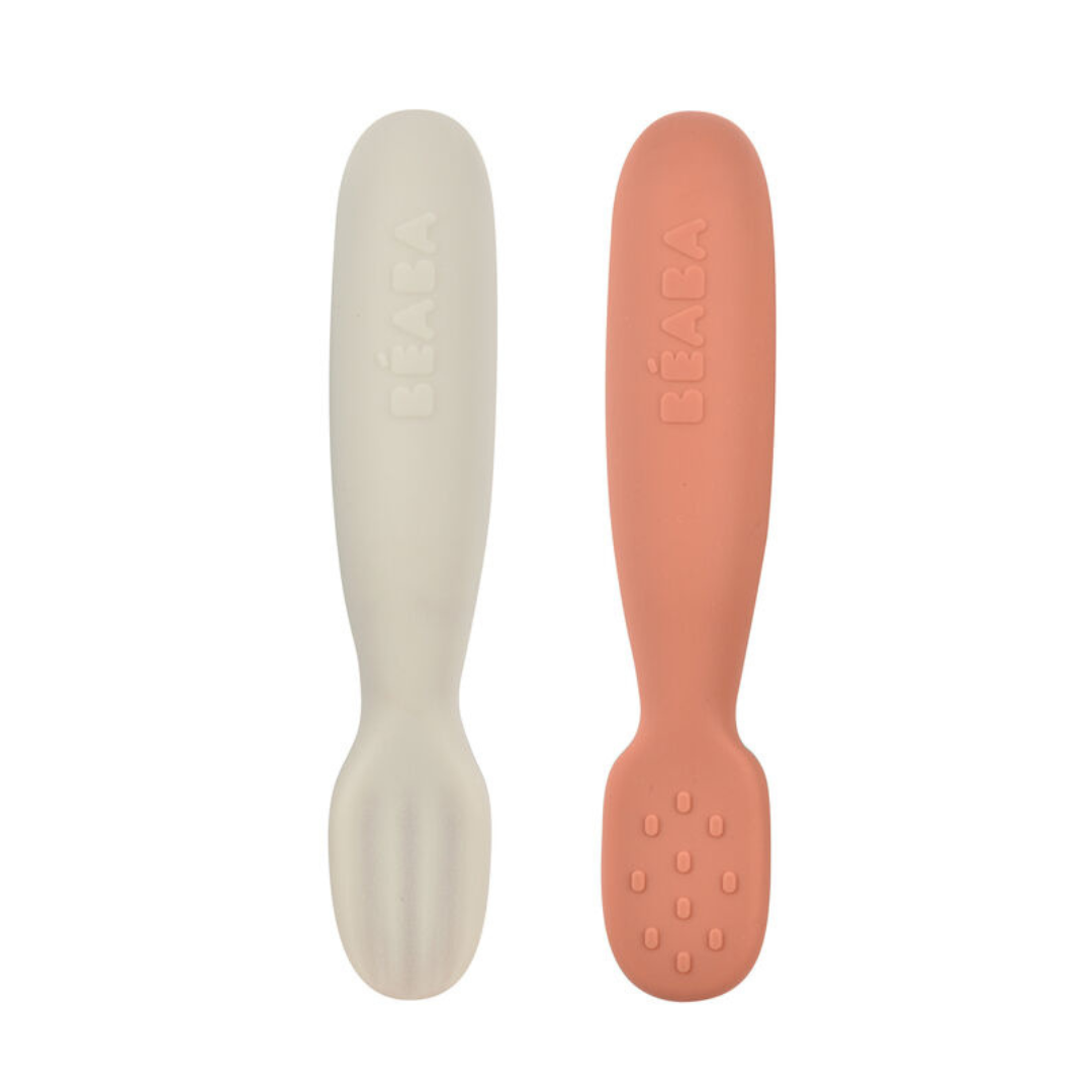 Béaba Set 2 Pre-Spoons Silicone | Terracotta /Velvet Grey