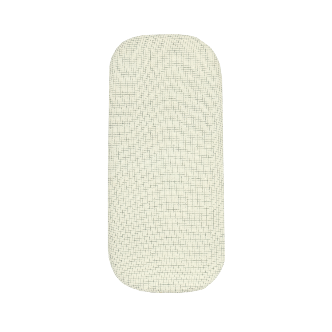 Nobodinoz Wabi Sabi Newborn Cradle fitted sheet 40x80cm | Blue Grid