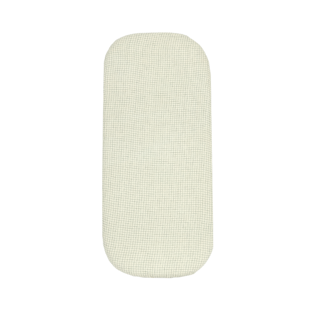 Nobodinoz Wabi Sabi Newborn Cradle fitted sheet 40x80cm | Blue Grid