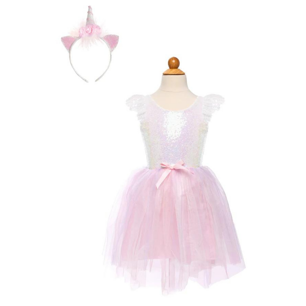 Great Pretenders Dreamy Unicorn dress iridescent/pink with hair band | 3-4Y