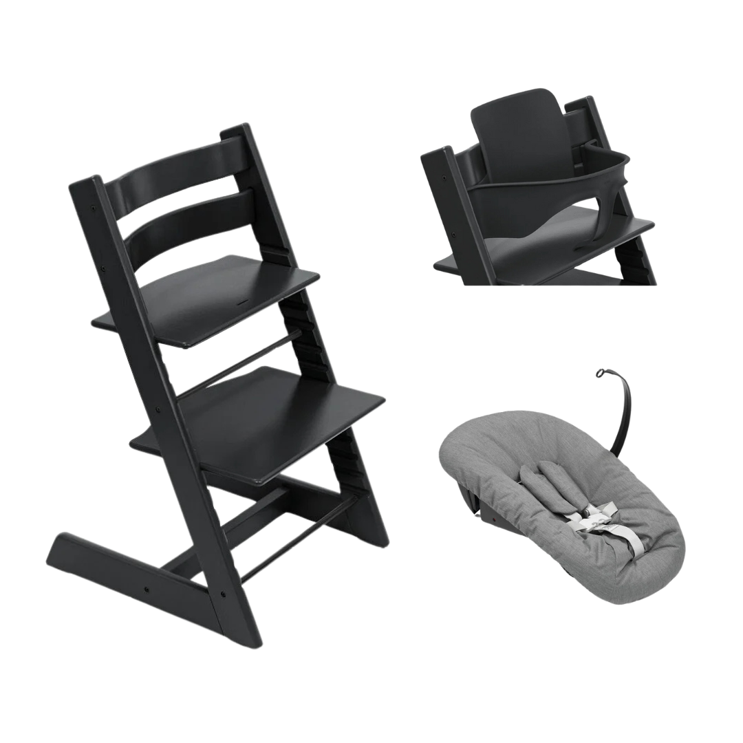 Stokke® Tripp Trapp® Bundle Chair + Baby Set + Newborn Set | Black /Anthracite