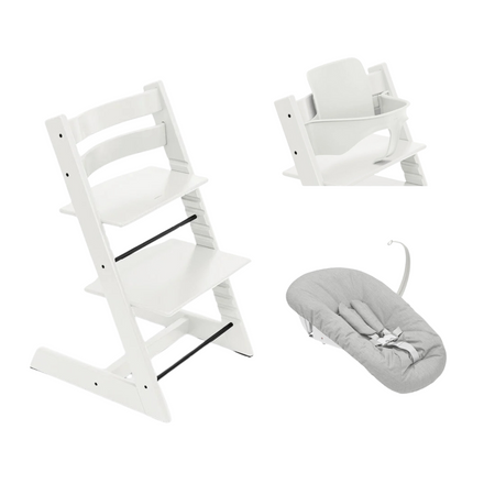 Stokke® Tripp Trapp® Bundle Chair + Baby Set + Newborn Set | White/Gray