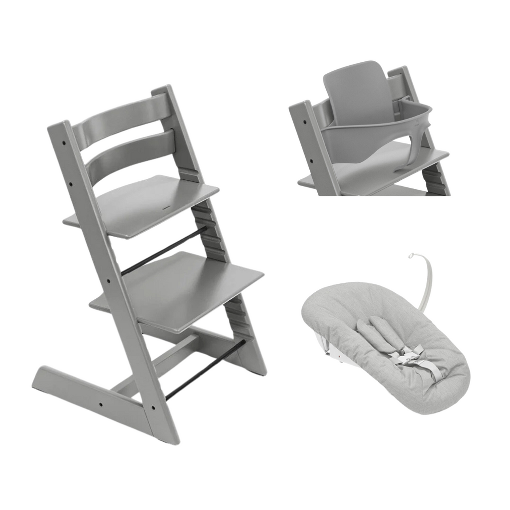 Stokke® Tripp Trapp® Bundle Chair + Baby Set + Newborn Set | Storm Gray /Grey