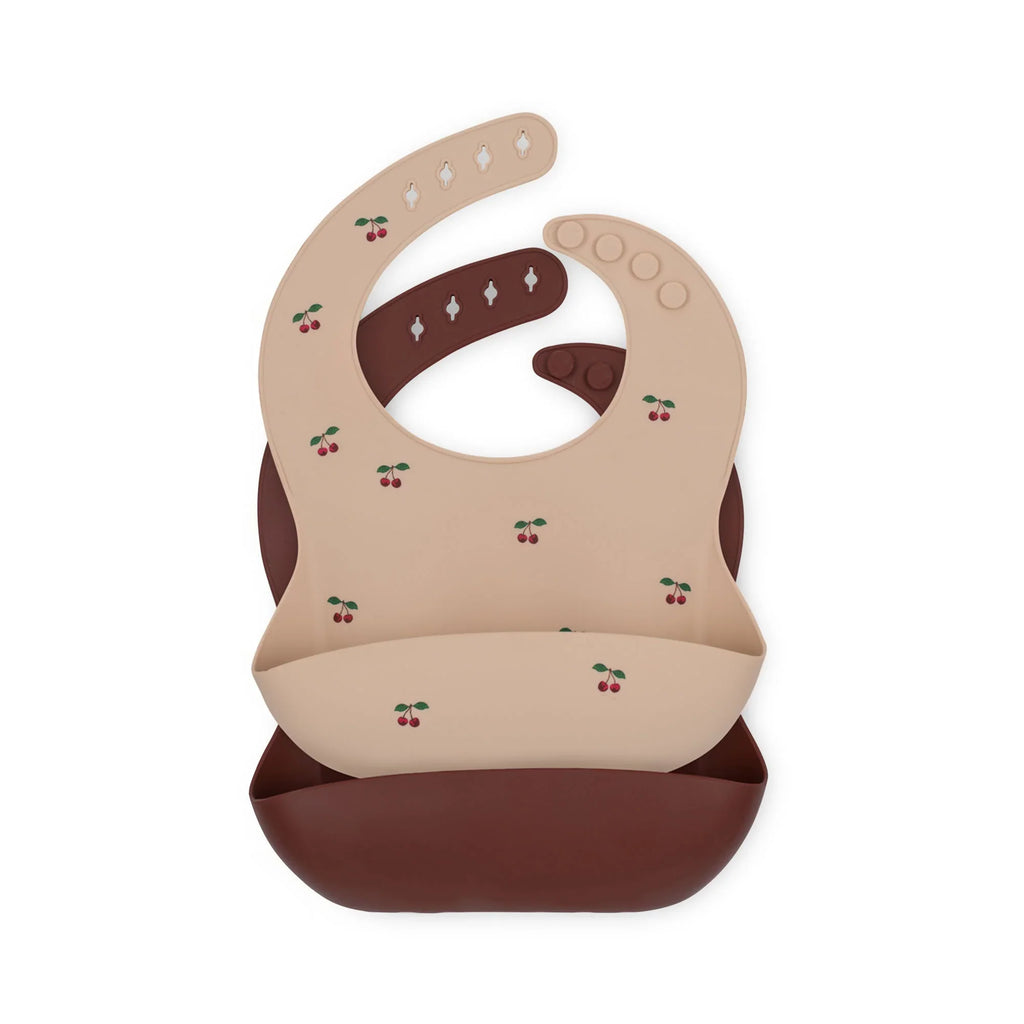 Konges Sløjd Silicone Bib 2-Pack | Cherry / Mocca