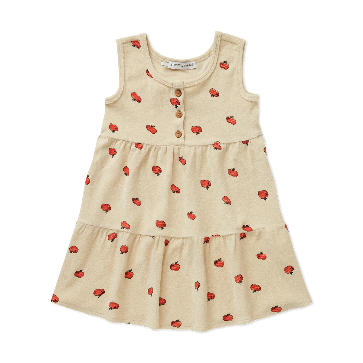 Freckle & Sprout Terry Dress Apple Print | Sesame