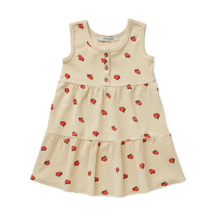 Freckle & Sprout Terry Dress Apple Print | Sesame