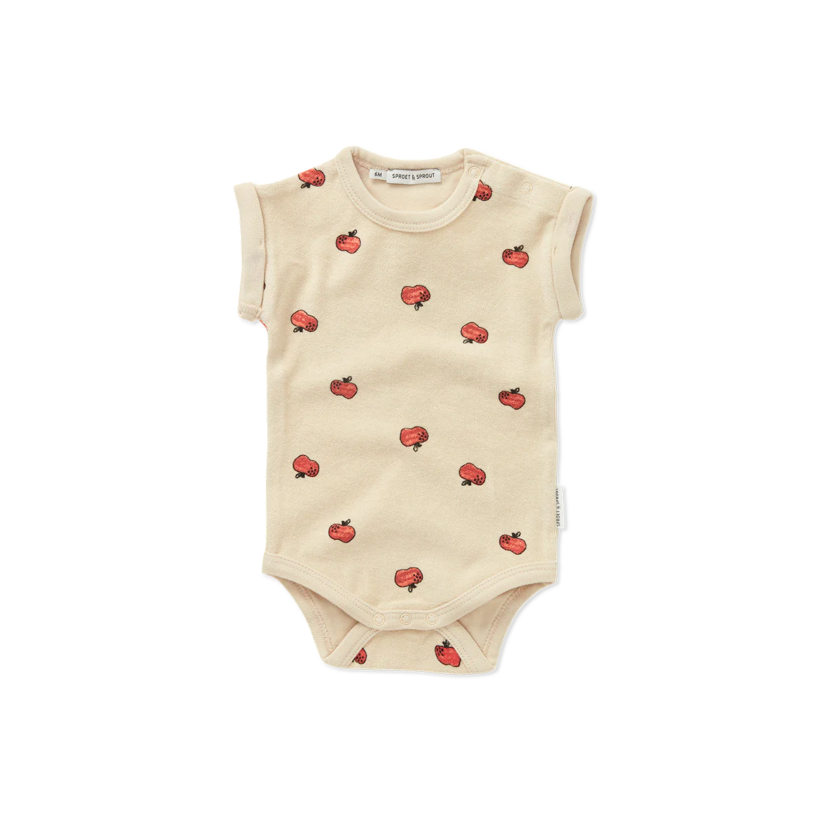 Freckle & Sprout Terry Bodysuit Apple Print | Sesame