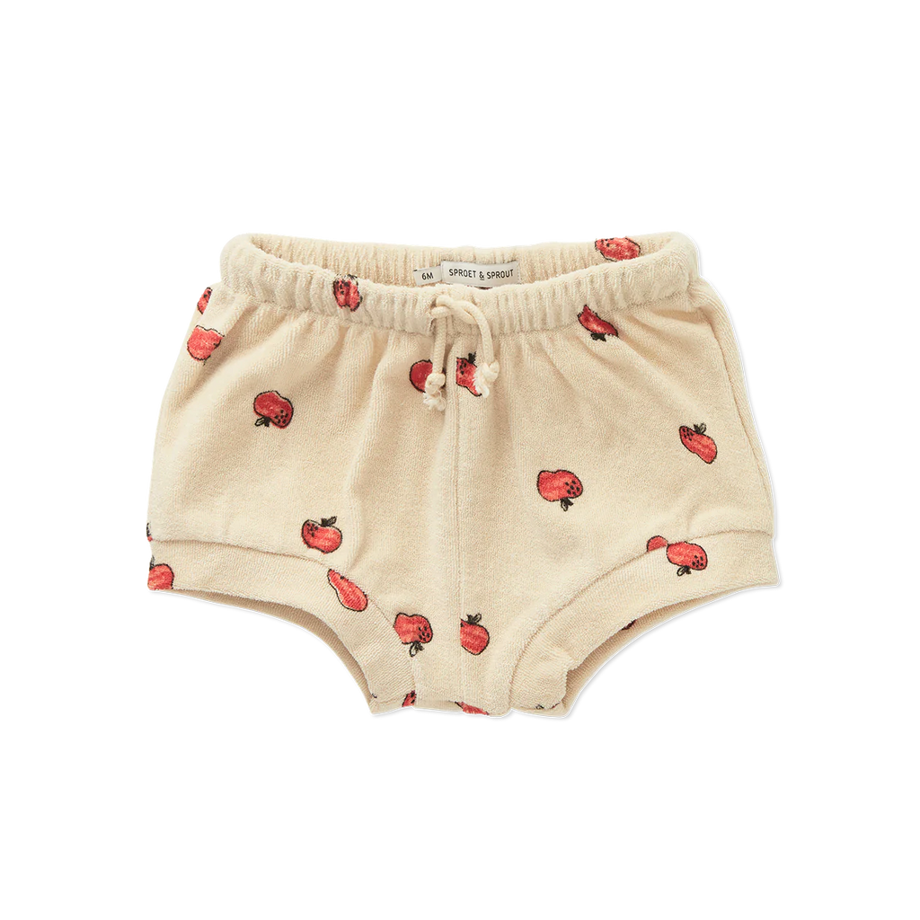 Freckle & Sprout Terry Baby Short Apple Print | Sesame