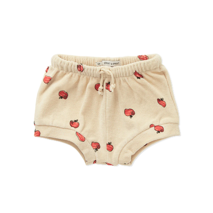 Freckle & Sprout Terry Baby Short Apple Print | Sesame