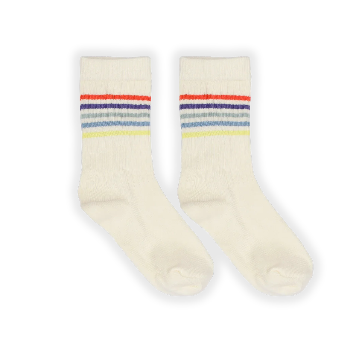 Freckle & Sprout Sports Socks Multi Color Striped | Off White