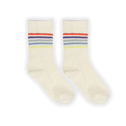 Freckle & Sprout Sports Socks Multi Color Striped | Off White