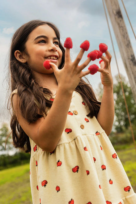 Freckle & Sprout Terry Dress Apple Print | Sesame