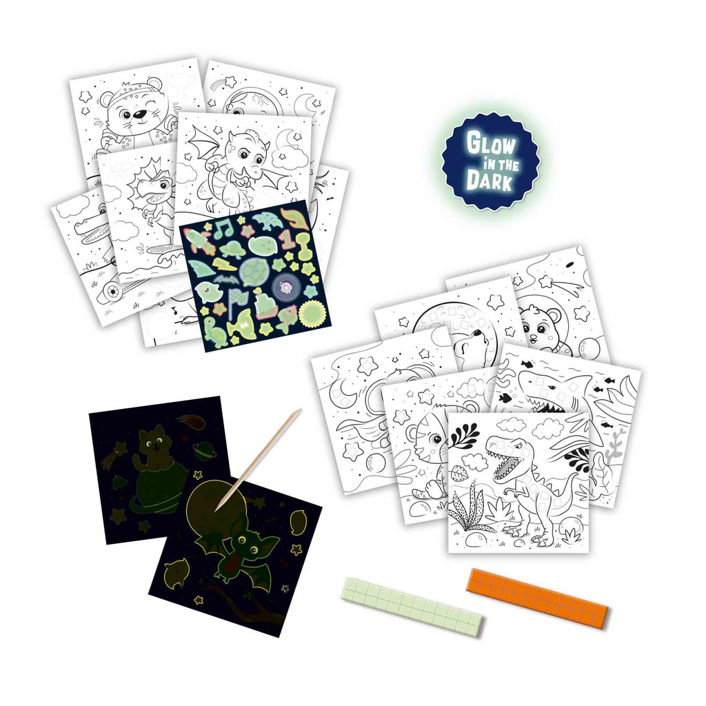 SES Creative Doe Coloring Book Glow In The Dark 3 In 1