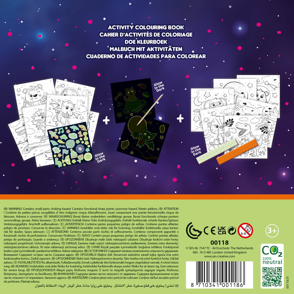 SES Creative Doe Coloring Book Glow In The Dark 3 In 1