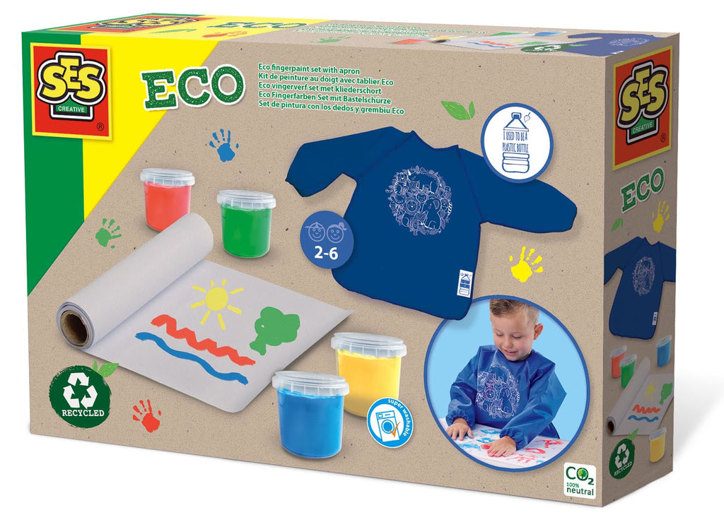 SES Creative Eco Finger Paint Set With Kliederapron