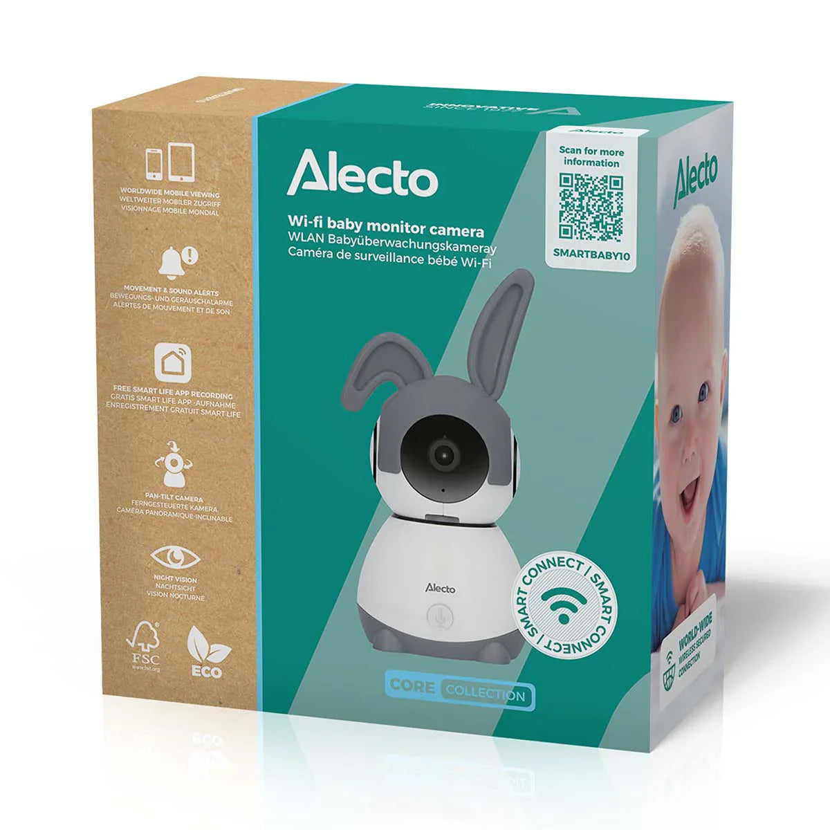 Alecto Wi-fi Baby Monitor Camera SMARTBABY10 | White / Grey