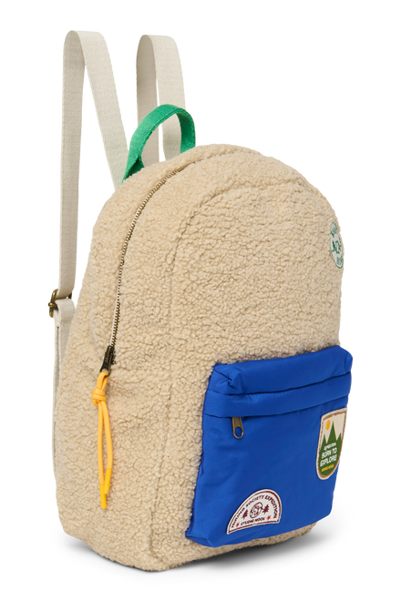 Studio Noos Backpack Midi | Ecru Teddy Cobalt