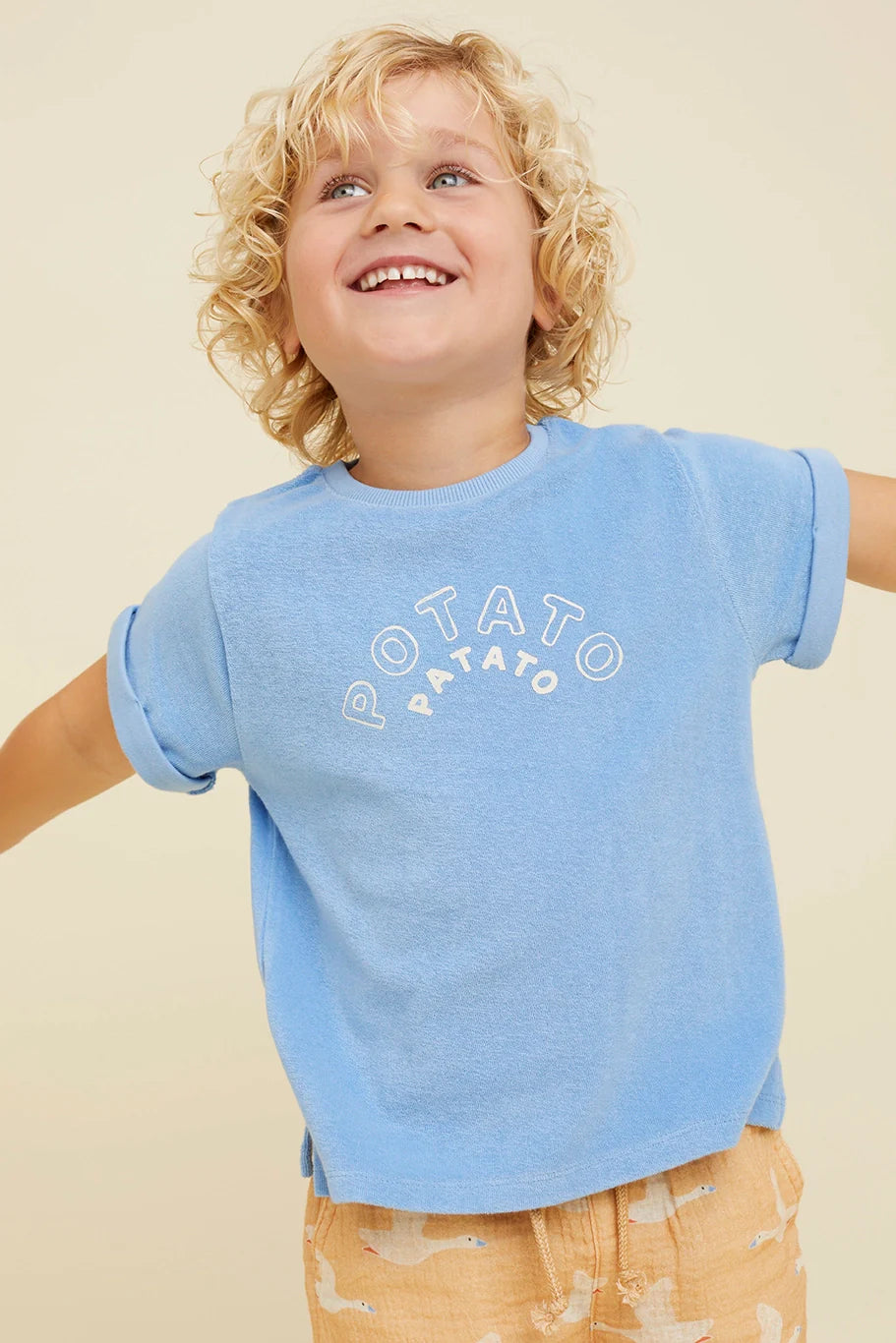 Freckle & Sprout Terry T-Shirt Potato | Breezy Blue