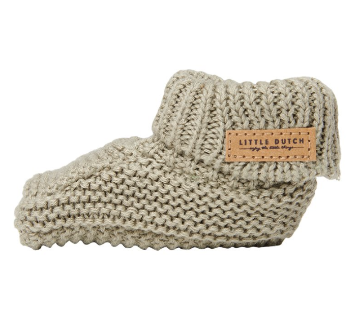 Little Dutch Knitted baby slippers 0-6M | Olive