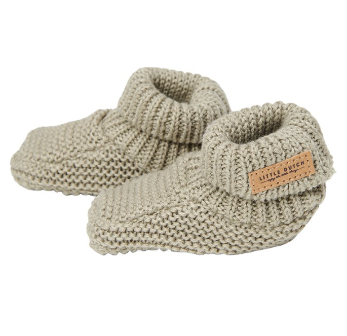 Little Dutch Knitted baby slippers 0-6M | Olive