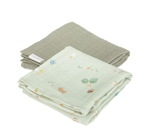 Little Dutch Swaddle Cloth Set Hydrophilic 70x70cm | Little Farm Olive