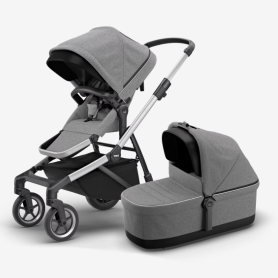 Thule Sleek City Stroller With Carrycot | Aluminum /Grey Melange