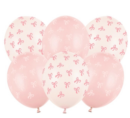 Party Deco Balloons Pink Bows 6pcs