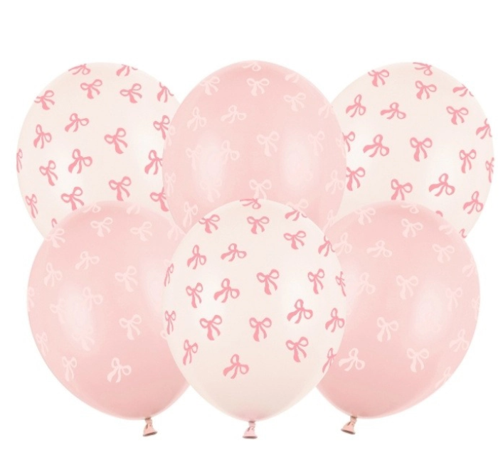 Party Deco Balloons Pink Bows 6pcs