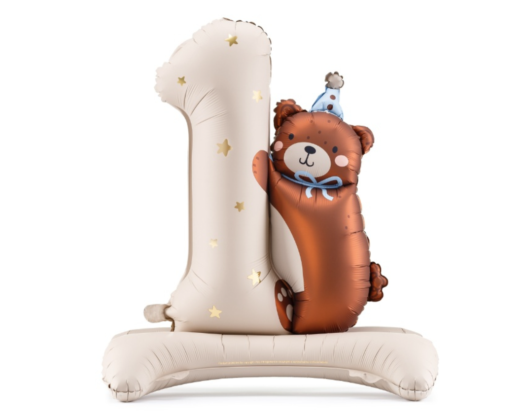 Party Deco Foil Balloon | Teddy bear standing number 1