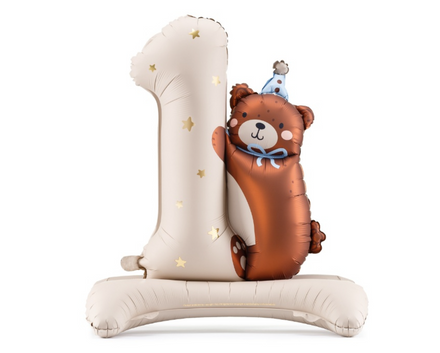 Party Deco Foil Balloon | Teddy bear standing number 1