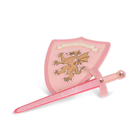 Konges Sløjd Knight Sword & Shield | Pink Glitter