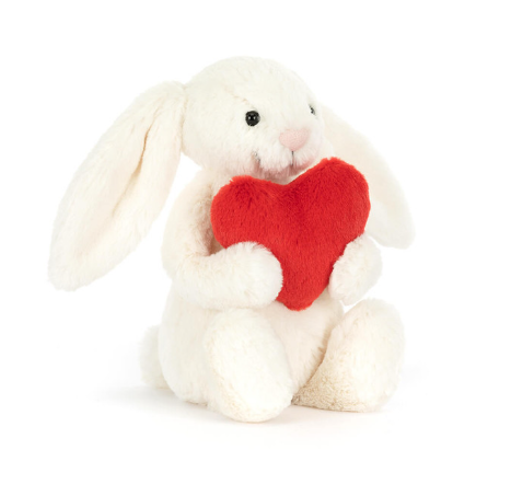 Jellycat Plush Toy Bashful Red Love Heart Bunny