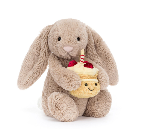 Jellycat Plush Toy Bashful Beige Bunny Birthday
