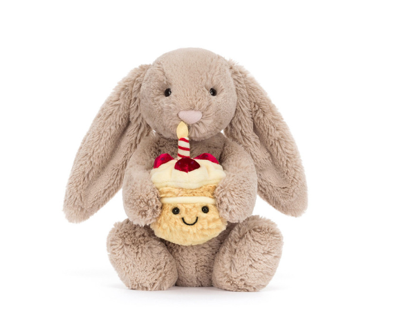 Jellycat Plush Toy Bashful Beige Bunny Birthday