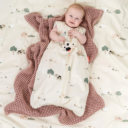 Done By Deer Sleeping Bag TOG2.5 Tiny Farm Sand 70 cm