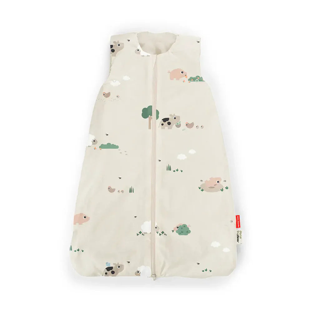Done By Deer Sleeping Bag TOG2.5 Tiny Farm Sand 90 cm