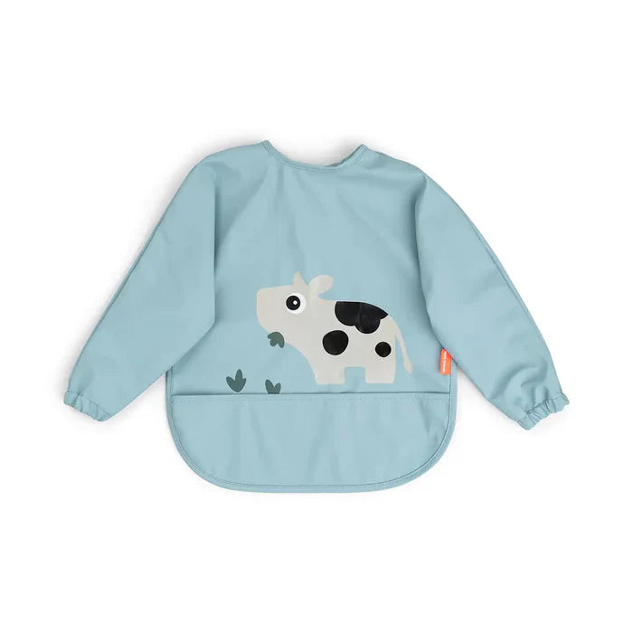 Done By Deer Waterproof Bib With Sleeves | Tiny Farm Blue