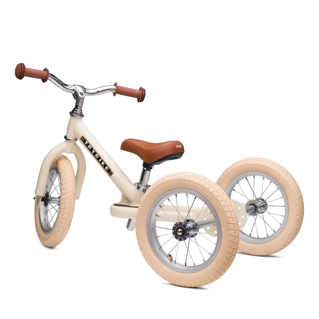 Trybike Steel balance bike 2-in-1 | Cream - Available from 31/01/2024