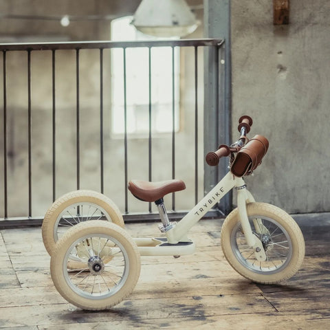 Trybike Steel balance bike 2-in-1 | Cream - Available from 31/01/2024