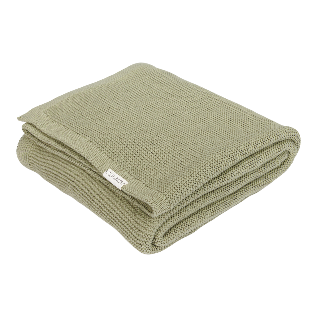 LIttle Dutch knItted crib blanket 110x140cm beige | Olive