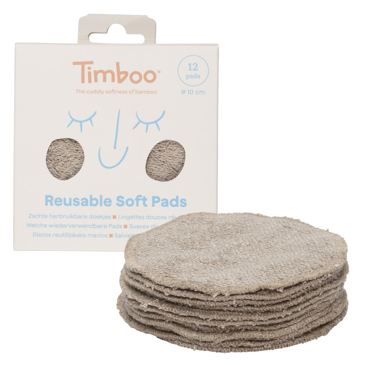 Timboo Reusable Cotton Pads Set of 12 | Feather Grey
