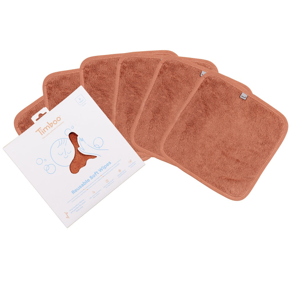 Timboo Reusable Soft Wipes Set 6 20x20cm | Sunrise Orange
