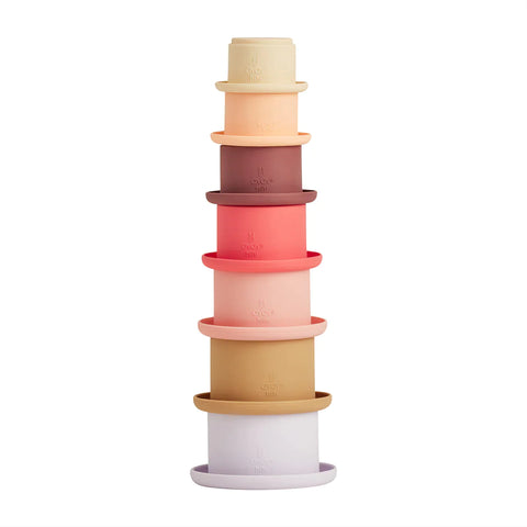OYOY Silicone Stacking blocks Stacking Tower | Cherry Red /Vanilla